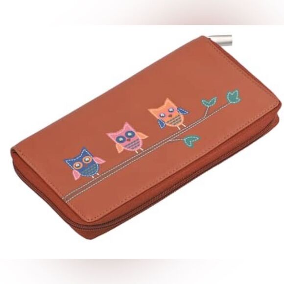Union code RFID protected genuine leather owl family Wallet 7.5“ x 4.5“ x 0.5“ - Picture 6 of 7